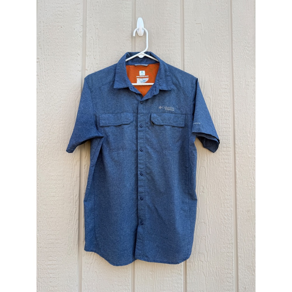 Columbia Small Titanium Shirt Omni-Freeze Zero Blue Hiking Cooling Performance
